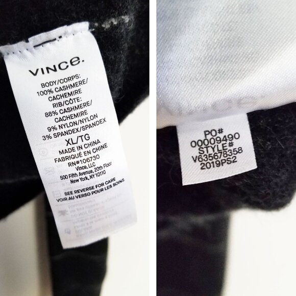 Vince Stripe Fitted 100% Cashmere Crewneck Sweater Charcoal Gray Size XL $345 - Picture 11 of 14